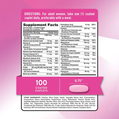 Nature's Truth Multivitamin für Frauen mit Eisen | 100 Tabletten | Non-GMO & Glutenfrei | ABC-Komplett