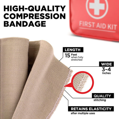 Premium elastische Binden 4er-Set (2x 7,5 cm, 2x 10 cm) + 12 extra Clips – Starke Kompressionsbandagen für Bein, Arm, Handgelenk, Ellenbogen, Knöchel, Fuß und Knie – für Erste-Hilfe-Set und nach Operationen