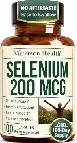 Selen 200 mcg Kapseln – Hochdosiertes Selenpräparat für Schilddrüse, Antioxidantien & Immunsystem – Hoch bioverfügbares L-Selenomethionin – essentielle Mineralstoffergänzung – vegan, 100 Kapseln