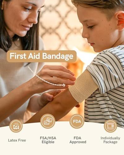 FriCARE Selbstklebender Verband, 6 Rollen á 5 Yards, 5 cm Breite, Tan – First-Hilfe-Bandage für Wunden, Sport und Tiere