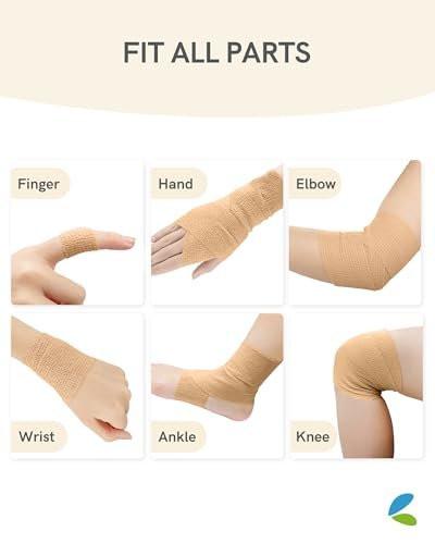 FriCARE Selbstklebender Verband, 6 Rollen á 5 Yards, 5 cm Breite, Tan – First-Hilfe-Bandage für Wunden, Sport und Tiere