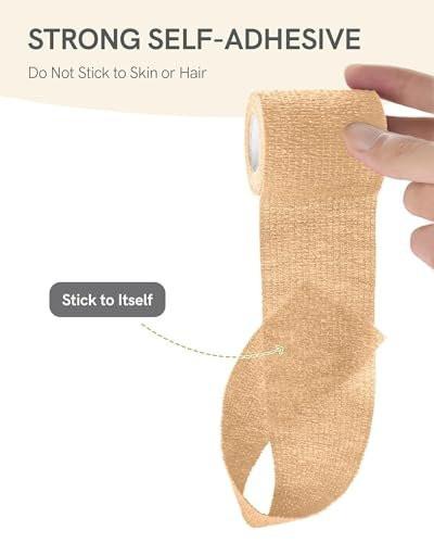 FriCARE Selbstklebender Verband, 6 Rollen á 5 Yards, 5 cm Breite, Tan – First-Hilfe-Bandage für Wunden, Sport und Tiere