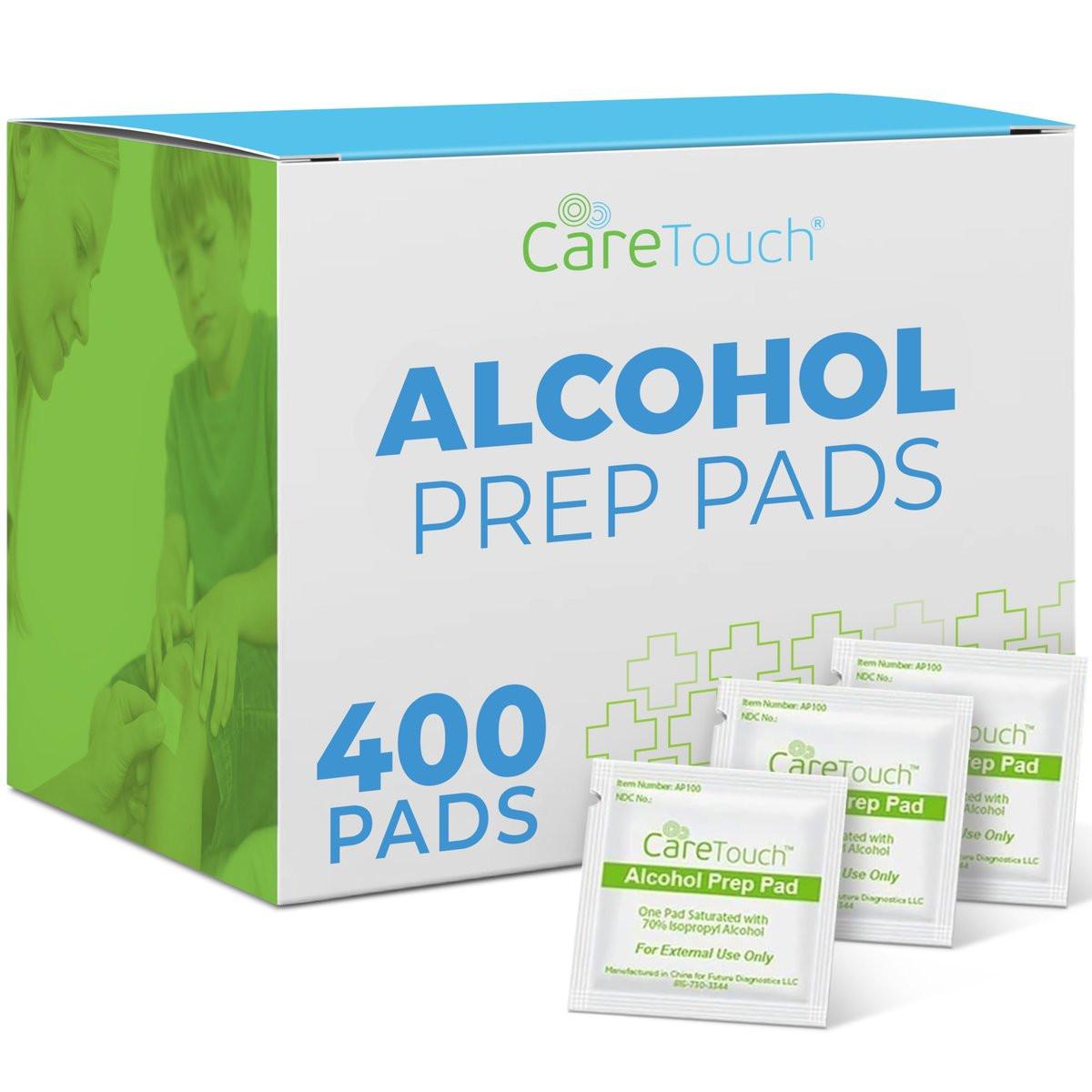 Care Touch Alkoholtücher einzeln verpackt – 70% Isopropylalkohol, 400 Stück, ideal für Haushalt, Medizin & Erste-Hilfe-Sets, sterilisiert, antiseptisch, 2-lagig