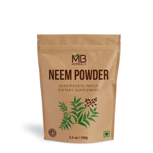 MB Herbals Reines Neemblattpulver 100 g | Azadirachta Indica | Wildcrafted Bitteres Neem-Ergänzungsmittel für Haut- und Haarpflege