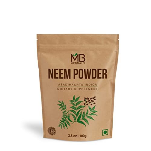 MB Herbals Reines Neemblattpulver 100 g | Azadirachta Indica | Wildcrafted Bitteres Neem-Ergänzungsmittel für Haut- und Haarpflege