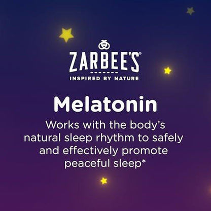 Zarbee's Kids Melatonin Kautabletten, 1 mg Melatonin, Arzneimittelfreies & Effektives Schlafmittel, Natürlicher Traubengeschmack, Ohne Künstliche Süßstoffe oder Farbstoffe, Glutenfrei, Ab 3 Jahren, 50 Stück