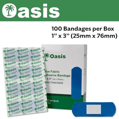 VHOB Lebensmittelgeeignete Pflaster, 1 x 3 Zoll, Blau, Stoff, 100 Stück/Box