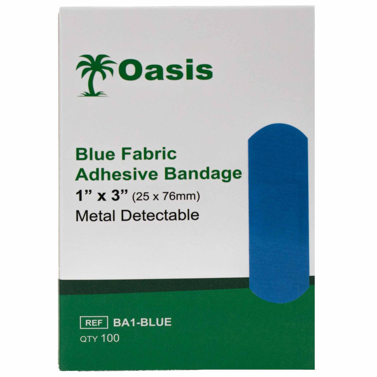 VHOB Lebensmittelgeeignete Pflaster, 1 x 3 Zoll, Blau, Stoff, 100 Stück/Box