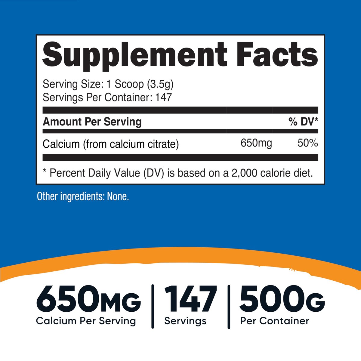 Nutricost Calcium Citrat Pulver (500 g) – Geschmacksneutral, rein, glutenfrei, ohne Füllstoffe