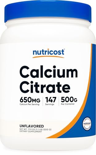 Nutricost Calcium Citrat Pulver (500 g) – Geschmacksneutral, rein, glutenfrei, ohne Füllstoffe