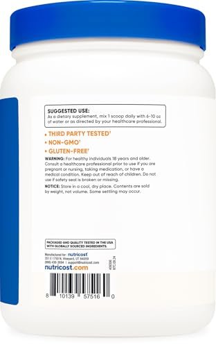 Nutricost Calcium Citrat Pulver (500 g) – Geschmacksneutral, rein, glutenfrei, ohne Füllstoffe