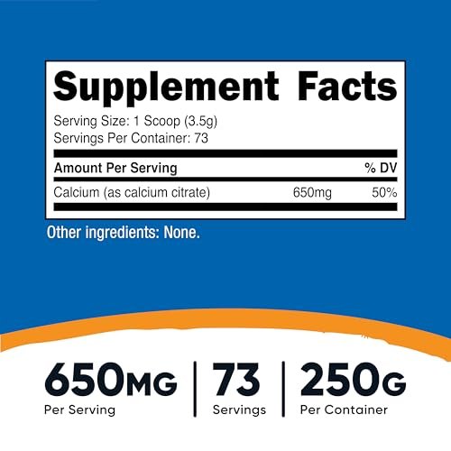 Nutricost Calciumcitrat-Pulver (250 Gramm) Ungesüßt