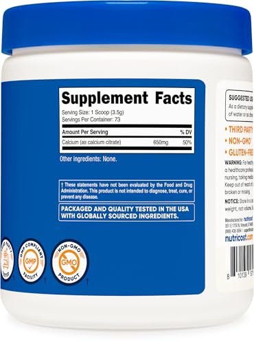 Nutricost Calciumcitrat-Pulver (250 Gramm) Ungesüßt
