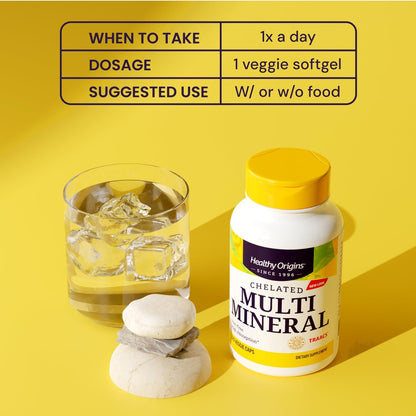 Healthy Origins Chelated Multi Mineral, 120 Veggie Kapseln – Mit Albion Mineralien TRAACS Hohe Bioverfügbarkeit – Unterstützt Knochengesundheit, Immunfunktion & Stoffwechselwohlbefinden