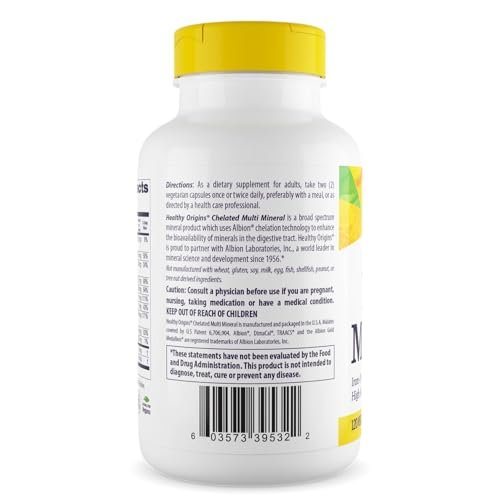 Healthy Origins Chelated Multi Mineral, 120 Veggie Kapseln – Mit Albion Mineralien TRAACS Hohe Bioverfügbarkeit – Unterstützt Knochengesundheit, Immunfunktion & Stoffwechselwohlbefinden
