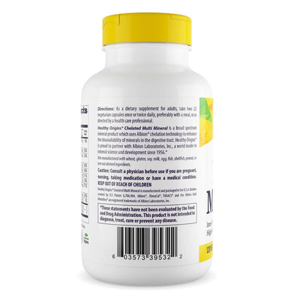 Healthy Origins Chelated Multi Mineral, 120 Veggie Kapseln – Mit Albion Mineralien TRAACS Hohe Bioverfügbarkeit – Unterstützt Knochengesundheit, Immunfunktion & Stoffwechselwohlbefinden