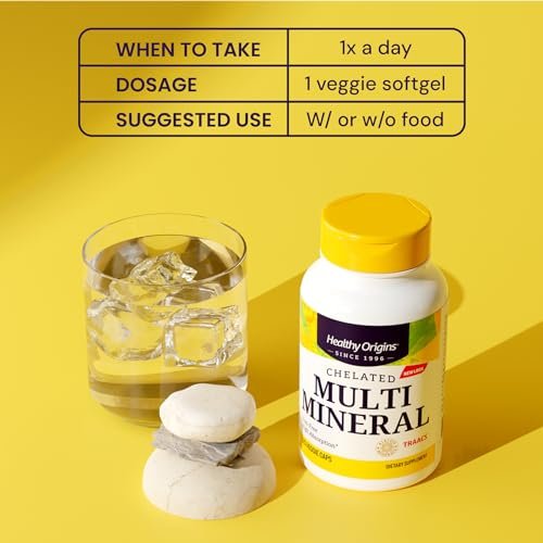Healthy Origins Chelated Multi Mineral, 120 Veggie Kapseln – Mit Albion Mineralien TRAACS Hohe Bioverfügbarkeit – Unterstützt Knochengesundheit, Immunfunktion & Stoffwechselwohlbefinden