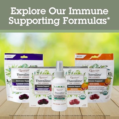 Quantum Health TheraZinc Halspray mit Zink – Immununterstützung & Linderung bei Halsschmerzen, flüssiges Zinkgluconat mit Holunder, Echinacea & Ulmenrinde, für Erwachsene & Kinder ab 12 Jahren, Pfefferminzgeschmack – 118 ml