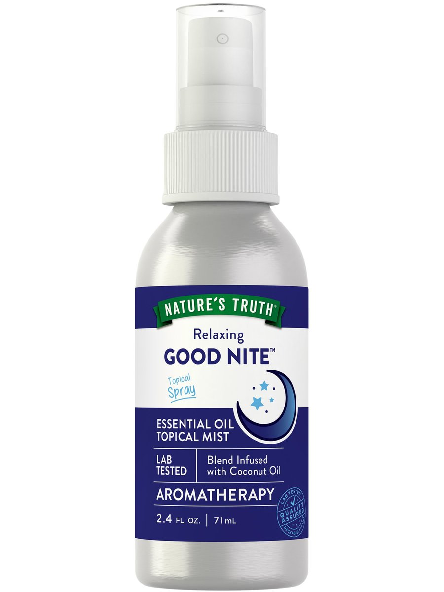 Nature's Truth Good Nite Essential Oil Mist | 2,4 fl oz | Beruhigende Mischung | für topische Anwendung, Yoga & Aroma-Spray