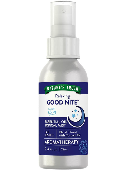 Nature's Truth Good Nite Essential Oil Mist | 2,4 fl oz | Beruhigende Mischung | für topische Anwendung, Yoga & Aroma-Spray