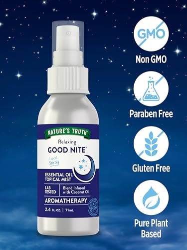 Nature's Truth Good Nite Essential Oil Mist | 2,4 fl oz | Beruhigende Mischung | für topische Anwendung, Yoga & Aroma-Spray