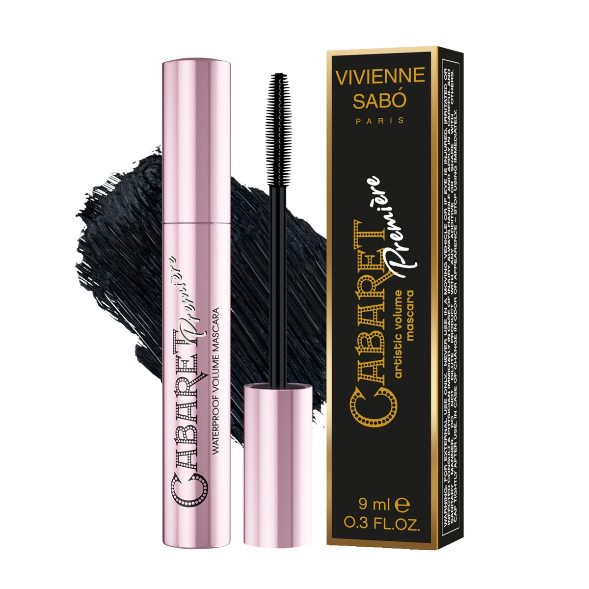 Vivienne Sabó Cabaret Premiere Black Waterproof Mascara – Volumen & Länge, Locken, kein Abfärben, wasserfest, cruelty-free