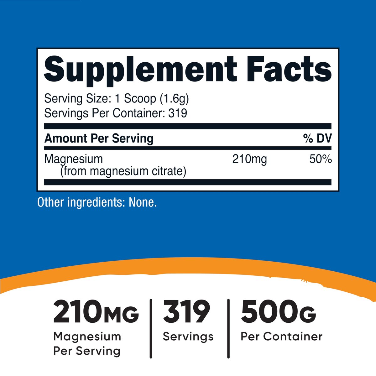 Nutricost Magnesium Citrat Pulver (ungeschmacklos, 500 g) - Reines Magnesiumpräparat