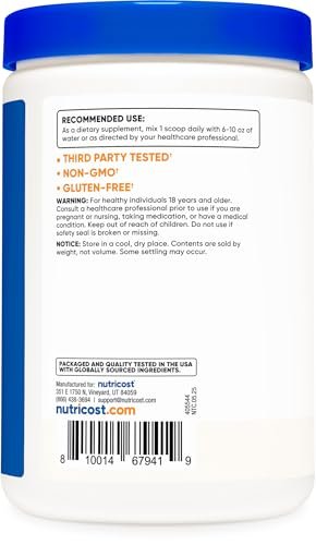 Nutricost Magnesium Citrat Pulver (ungeschmacklos, 500 g) - Reines Magnesiumpräparat