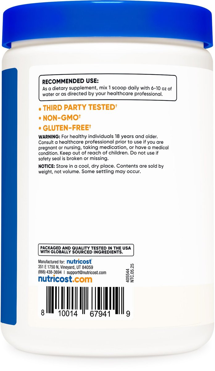 Nutricost Magnesium Citrat Pulver (ungeschmacklos, 500 g) - Reines Magnesiumpräparat