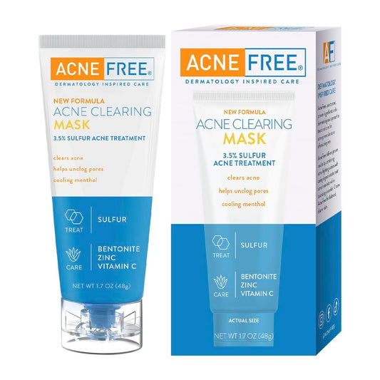 AcneFree Akne-Reinigungsmaske – 3,5 % Schwefel Aknebehandlung, absorbiert überschüssiges Öl und befreit die Poren mit Vitamin C, Bentonit und Zink, 48 g