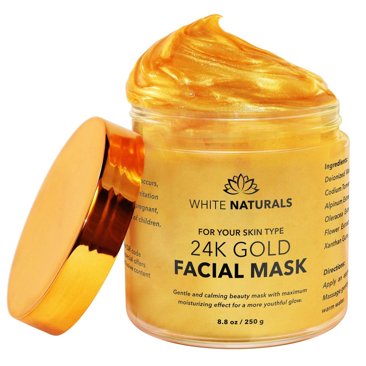 White Naturals One Day Sale 24K Gold Facial Mask – Anti-Aging Gesichtsmaske für faltenfreie, mit Feuchtigkeit versorgte Haut, reduziert Fältchen, feine Linien und Aknenarben, entfernt Mitesser, Schmutz und Öle
