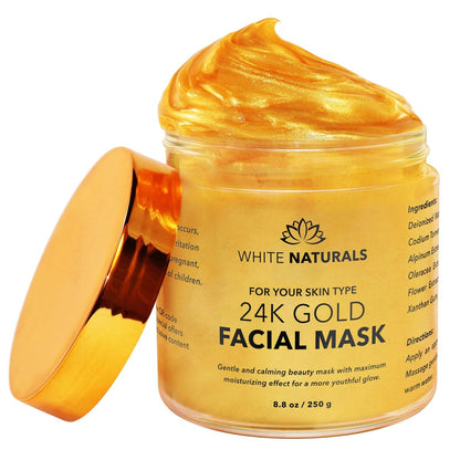 White Naturals One Day Sale 24K Gold Facial Mask – Anti-Aging Gesichtsmaske für faltenfreie, mit Feuchtigkeit versorgte Haut, reduziert Fältchen, feine Linien und Aknenarben, entfernt Mitesser, Schmutz und Öle