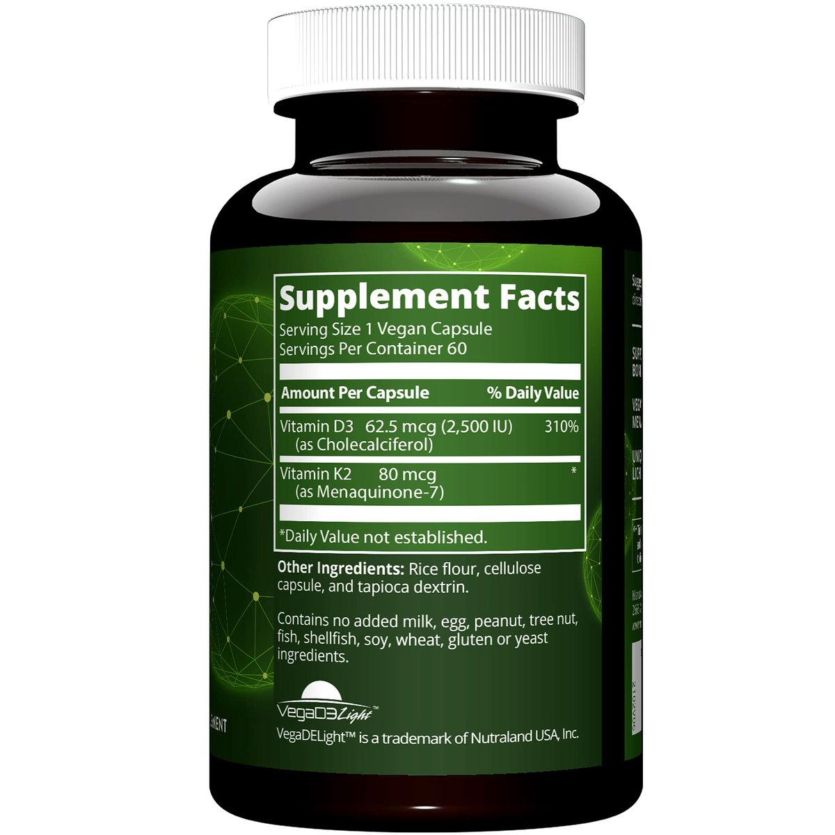MRM Nutrition Veganes Vitamin D3 & K2 – Für Frauen & Männer – Pflanzliches D3 aus Flechten mit MK-7 Vitamin K2, Vegane Calcium-Absorptionsunterstützung für Knochen- & Immun-Gesundheit, Zertifiziert Nicht-GVO – 60 Portionen
