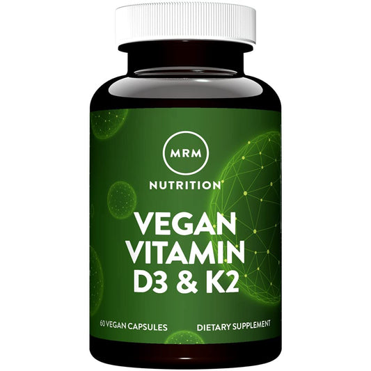 MRM Nutrition Veganes Vitamin D3 & K2 – Für Frauen & Männer – Pflanzliches D3 aus Flechten mit MK-7 Vitamin K2, Vegane Calcium-Absorptionsunterstützung für Knochen- & Immun-Gesundheit, Zertifiziert Nicht-GVO – 60 Portionen