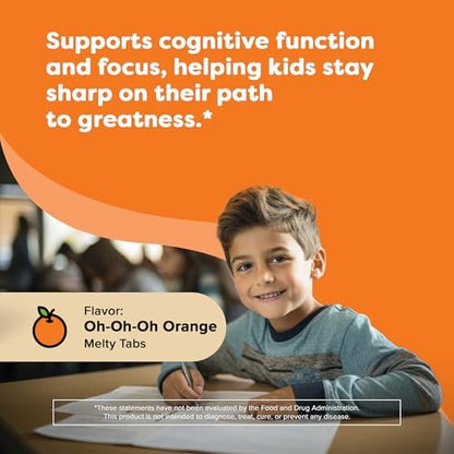 Renzo’s Bright & Brainy Vitamin B6 – Zuckerfreie Schmelztabletten für Kinder, 60 Stück, Orangen-Geschmack