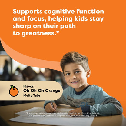 Renzo’s Bright & Brainy Vitamin B6 – Zuckerfreie Schmelztabletten für Kinder, 60 Stück, Orangen-Geschmack