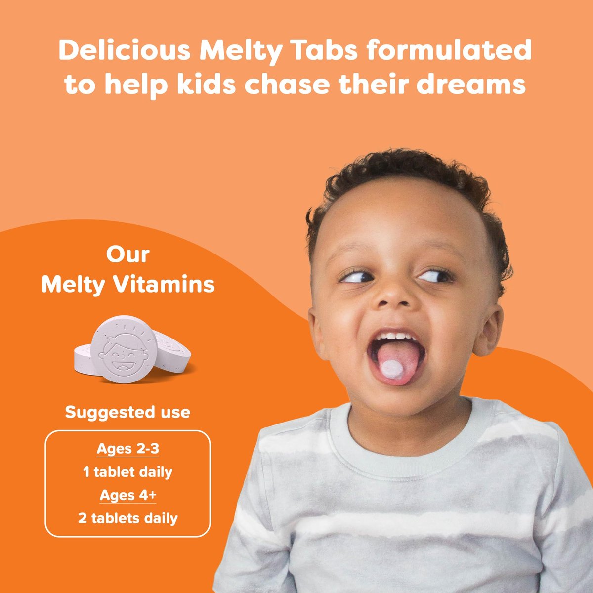 Renzo’s Bright & Brainy Vitamin B6 – Zuckerfreie Schmelztabletten für Kinder, 60 Stück, Orangen-Geschmack