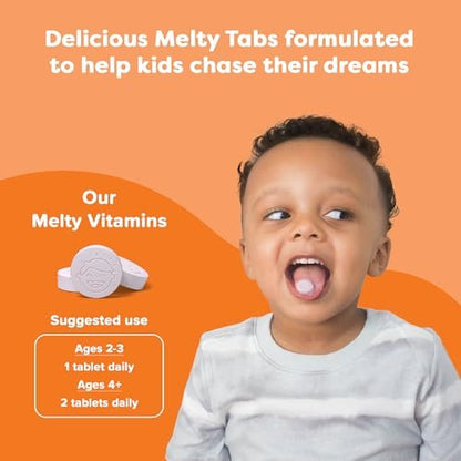 Renzo’s Bright & Brainy Vitamin B6 – Zuckerfreie Schmelztabletten für Kinder, 60 Stück, Orangen-Geschmack