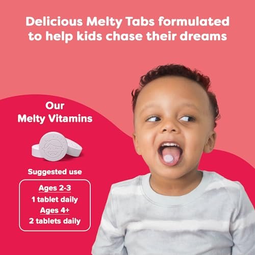 Renzo's Eisenpräparat für Kinder, lösliche vegane Eisen-Tabletten mit Vitamin C, zuckerfreie Melty Tabs, Orangengeschmack, 90 Stück