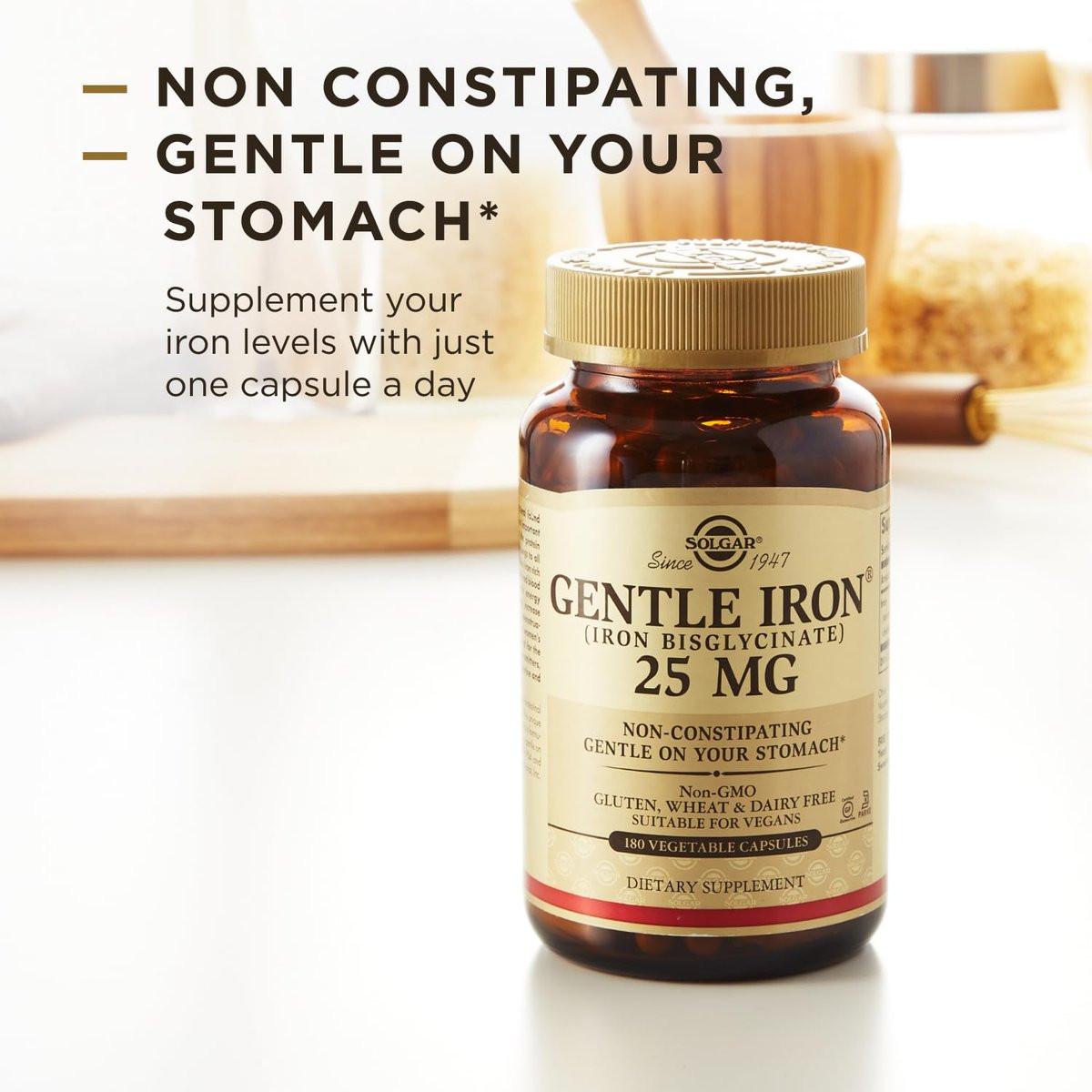 Solgar Gentle Iron 25mg, 90 Vegane Kapseln – Energie, normale rote Blutkörperchenbildung – Magenschonend – Nicht-GMO, vegan, glutenfrei, laktosefrei, koscher