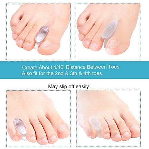Povihome 10er Pack Gel Zehenkorrektor und Zehenspreizer - Zehenbegradiger Orthopädie (4/10'' Dick) für Sportaktivitäten, für Männer und Frauen mit überlappenden Zehen, Ballenschmerzlinderung - Kleine Größe