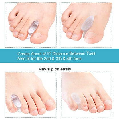 Povihome 10er Pack Gel Zehenkorrektor und Zehenspreizer - Zehenbegradiger Orthopädie (4/10'' Dick) für Sportaktivitäten, für Männer und Frauen mit überlappenden Zehen, Ballenschmerzlinderung - Kleine Größe