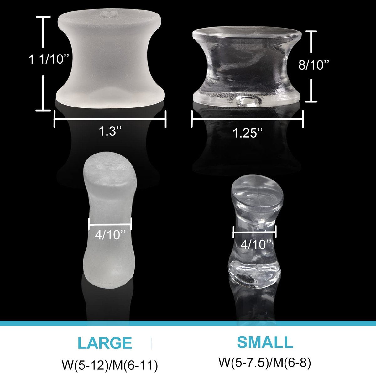 Povihome 10er Pack Gel Zehenkorrektor und Zehenspreizer - Zehenbegradiger Orthopädie (4/10'' Dick) für Sportaktivitäten, für Männer und Frauen mit überlappenden Zehen, Ballenschmerzlinderung - Kleine Größe
