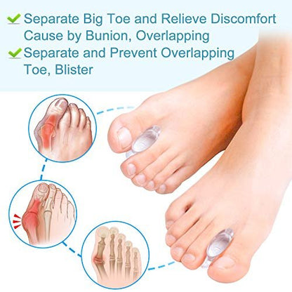 Povihome 10er Pack Gel Zehenkorrektor und Zehenspreizer - Zehenbegradiger Orthopädie (4/10'' Dick) für Sportaktivitäten, für Männer und Frauen mit überlappenden Zehen, Ballenschmerzlinderung - Kleine Größe