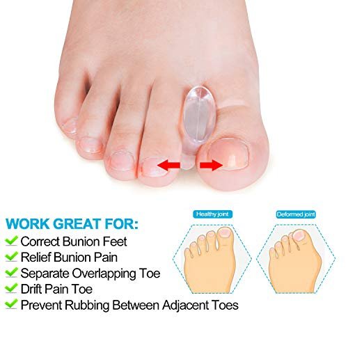 Povihome 10er Pack Gel Zehenkorrektor und Zehenspreizer - Zehenbegradiger Orthopädie (4/10'' Dick) für Sportaktivitäten, für Männer und Frauen mit überlappenden Zehen, Ballenschmerzlinderung - Kleine Größe