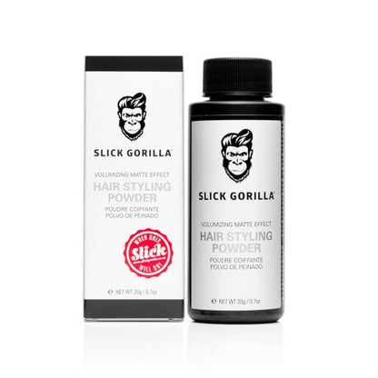 Slick Gorilla Haarstyling-Puder für Männer 0,70 oz (20 ml) | Texturpuder | Mattes Finish | 24 Stunden Halt | Mehr Volumen & Textur | Leicht | Nicht klebrig | Kein Glanz | Texturierendes Produkt