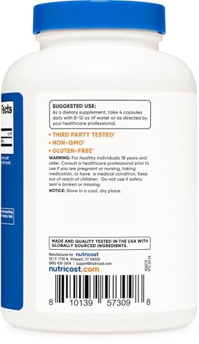Nutricost L-Isoleucin 2000 mg pro Portion, 240 Kapseln (60 Portionen) – Premium Aminosäure für Ausdauer und Energie