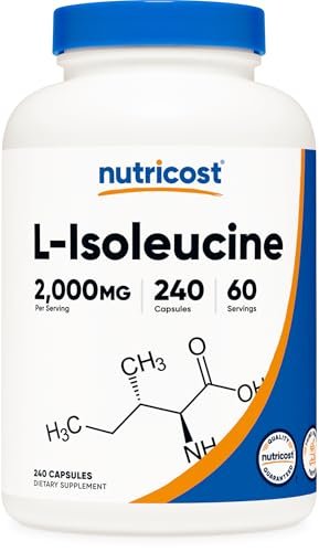 Nutricost L-Isoleucin 2000 mg pro Portion, 240 Kapseln (60 Portionen) – Premium Aminosäure für Ausdauer und Energie