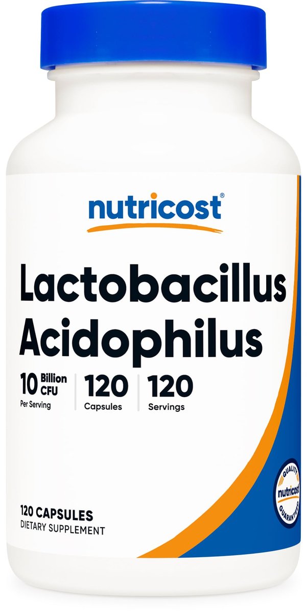 Nutricost Lactobacillus Acidophilus 10 Milliarden KBE, 120 vegane Kapseln – Hochwirksames Probiotikum für die Darmgesundheit