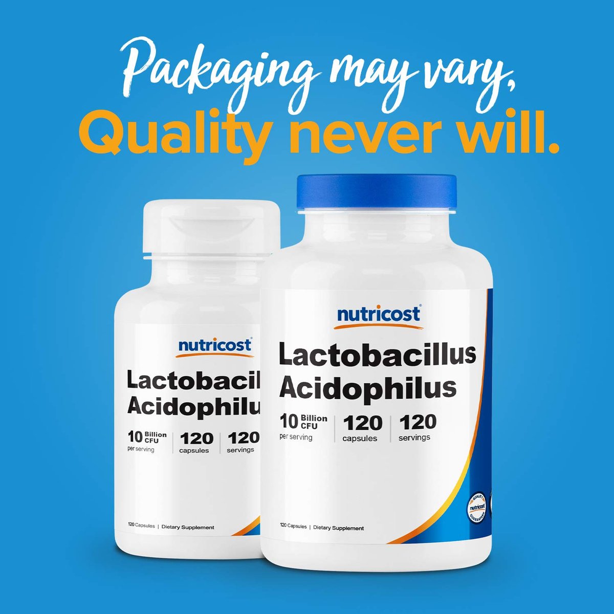 Nutricost Lactobacillus Acidophilus 10 Milliarden KBE, 120 vegane Kapseln – Hochwirksames Probiotikum für die Darmgesundheit